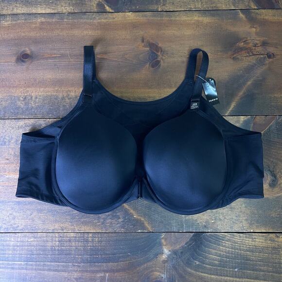 Torrid Ultimate Smoothing T-Shirt Front-Close Bra Black Mesh Back Women's 48 B - Picture 4 of 12